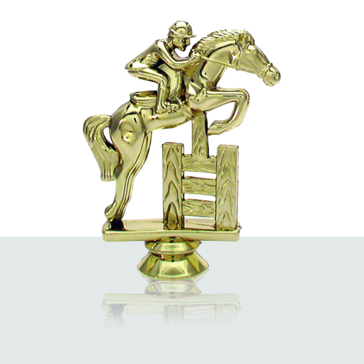 Sportfigur Springreiten 10,9 cm gold 