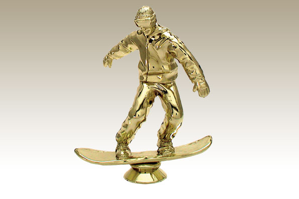 Sportfigur Snowboard Fahrer 13,3 cm gold 